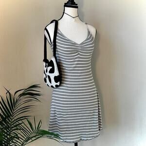 Abercrombie & Fitch Gray and White Striped Strappy Halter Mini Dress - Small